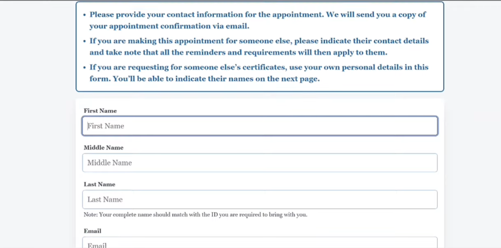 Steps to Enter Personal Data like name, email etc