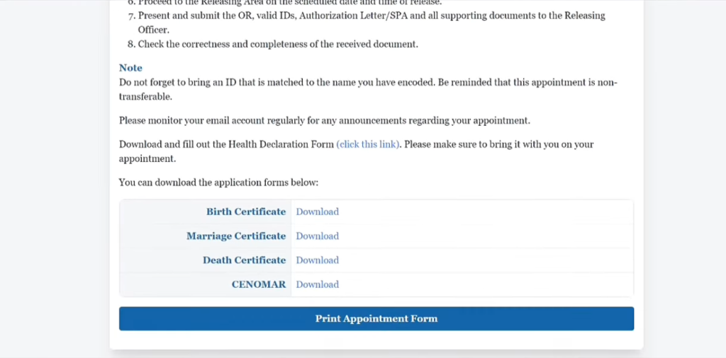 How to Download Your PSA Appointment Slip of certificates etc