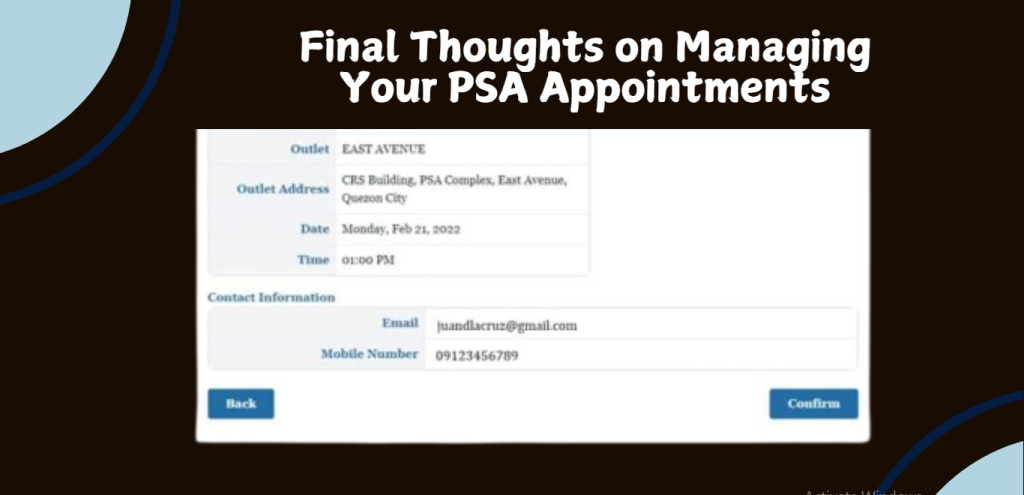 Final Thoughts on Managing Your PSA Appointments online