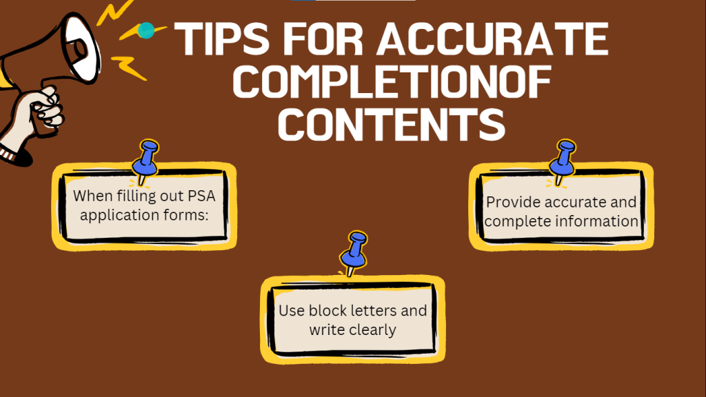 tips for accurate completion of contents step wise 1, 2, 3 etc