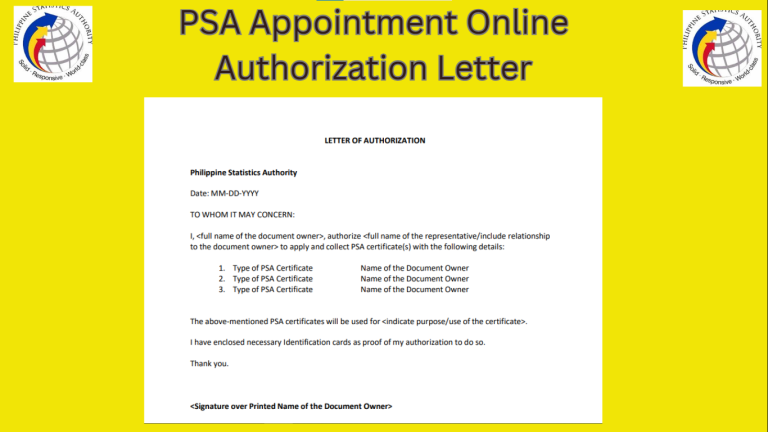 PSA Appointment Online Authorization Letter