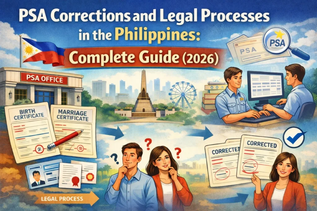 PSA Corrections & Legal Processes in the Philippines: Complete Guide (2026) 1 PSA correction process in the Philippines showing document verification and corrected certificates