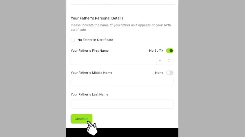 PSA E-Certificate Philippines 2026: Complete Guide to Online Application, Fees, Requirements, Download & Validity 6 Fill Father Personal Details