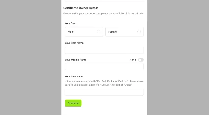 PSA E-Certificate Philippines 2026: Complete Guide to Online Application, Fees, Requirements, Download & Validity 4 fill personal details