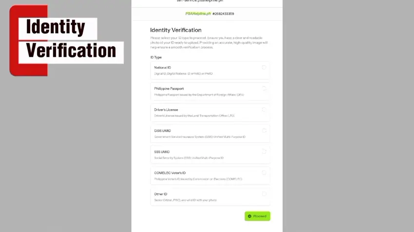 PSA E-Certificate Philippines 2026: Complete Guide to Online Application, Fees, Requirements, Download & Validity 17 Identity verification form